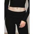 thumbnail image 6 of Weardear Women 2 Piece Lounge Sets Crewneck Long Sleeve Cropped Top & Fold-over Flare Pants Set Athletic Outfit Sets (Women's), 6 of 7