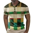 thumbnail image 2 of Men Casual Printed Short Sleeve Turn Down Collar Buttons Side Split T-Shirt Blouse Tops, 2 of 3