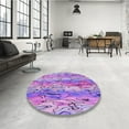 thumbnail image 4 of Ahgly Company Machine Washable Indoor Square Transitional Dark Orchid Purple Area Rugs, 7' Square, 4 of 7