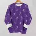thumbnail image 4 of Womens Halloween Dancing Skeleton Sweatshirts Spooky Season Crewneck Shirt Long Sleeve Horror Skull Pullover Top, 4 of 5