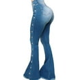 thumbnail image 3 of Gvmfive Women Mid Rise Fitted Denim Pants Flare Bell Bottom Jeans, 3 of 6