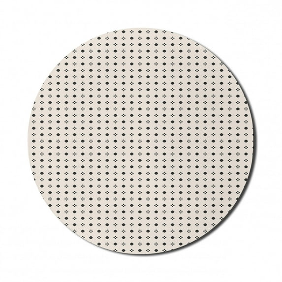 Abstract Mouse Pad for Computers, Vintage and Simple Geometric Flower Like Round Squares Repetition, Round Non-Slip Thick Rubber Modern Mousepad, 8" Round, Dark Grey and Pale Eggshell, by Ambesonne