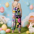 thumbnail image 4 of mgoYE Rompers for Girls Girls' Easter Sleeveless Jumpsuits Spaghetti Strap Loose Romper Long Pants with Pockets(Light Green,5-6 Years), 4 of 6