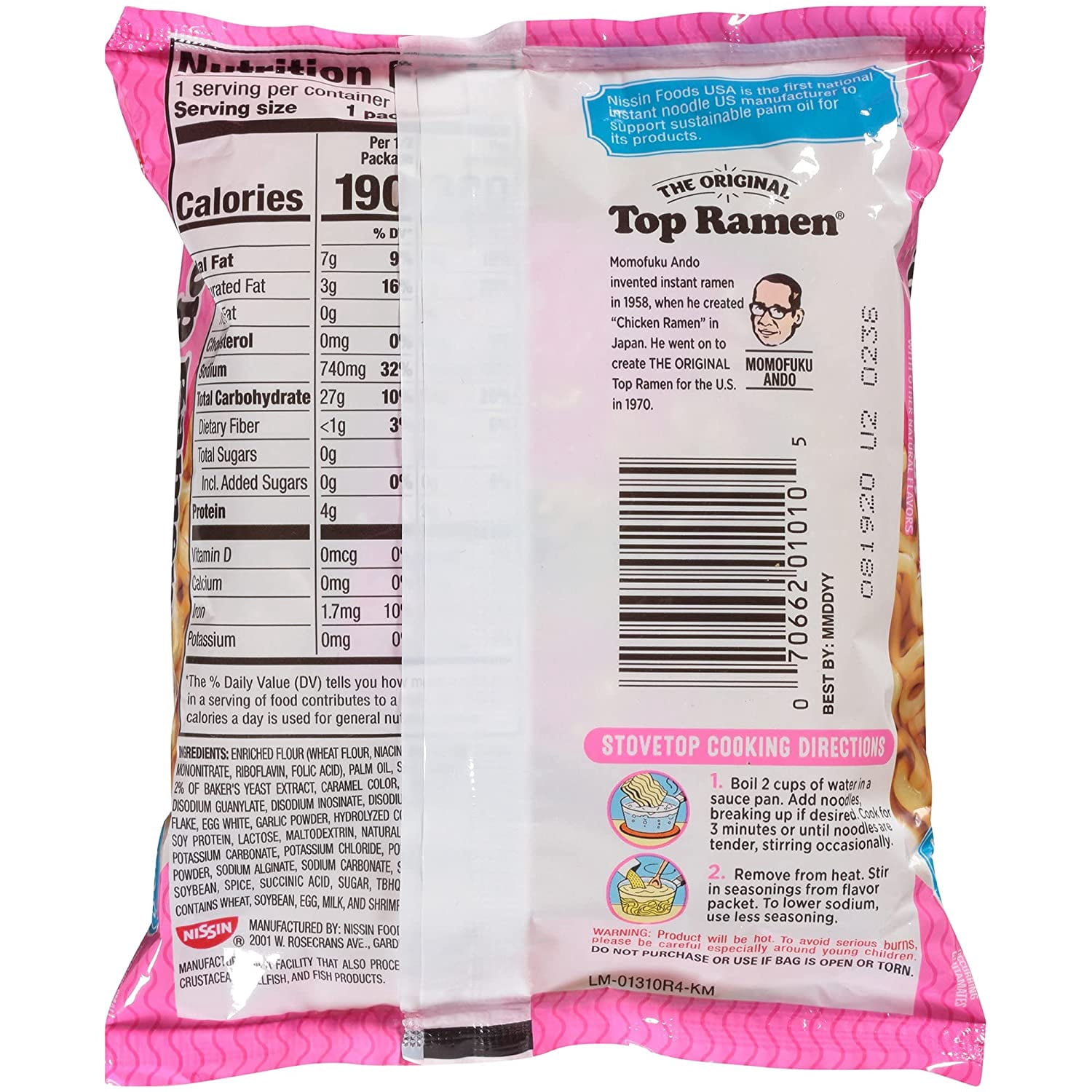 Nissin Top Ramen Noodle Soup, Shrimp Flavor, 3 Ounce Quantity of 24