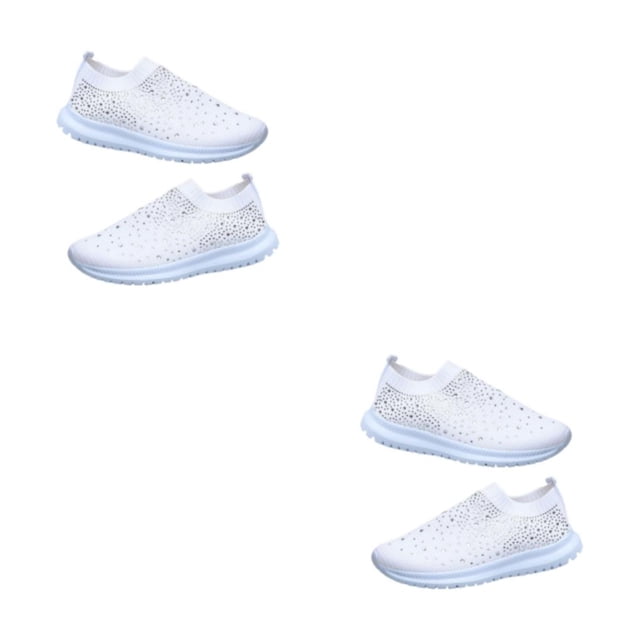 Qarigey Zapatillas de deporte de malla para mujer, zapatos ostentosos, zapatillas deportivas informales, transpirables para mujer Blanco treinta y ocho 2Conjunto