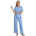 thumbnail image 5 of DAKIMOE Womens Pajama Sets Pajamas for Women Set Capri Sleepwear Short Sleeve Two-Piece Pjs Tops & Long Pants Casual Prints Lounge Sets for Women S-2XL, 5 of 8