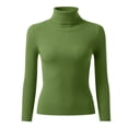 thumbnail image 3 of TAIAOJING Womens Tops Casual Solid Color Bottoming Shirt Slim High Collar Knitted Long Sleeved Top, 3 of 4