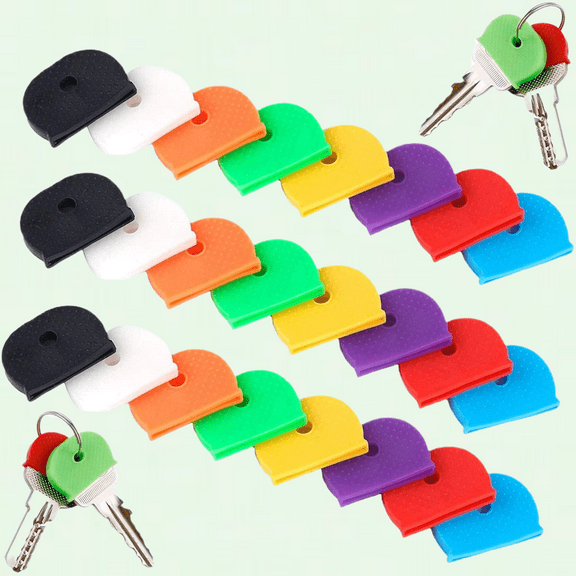 Flexible Key Covers, 24 Pieces, Easy-to-Identify Door Keys in 8 Colors