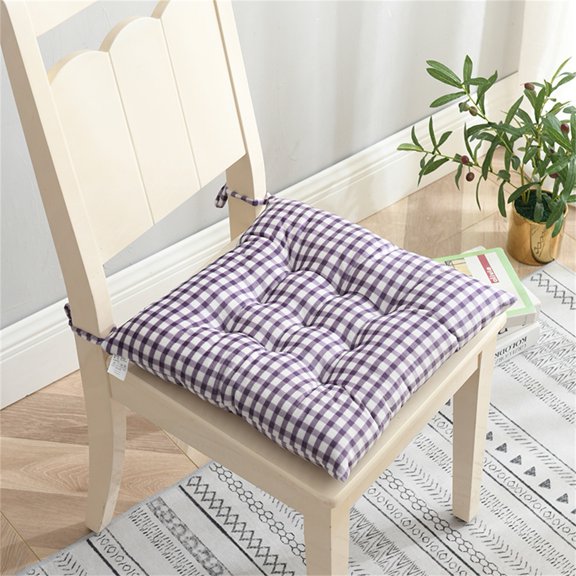 Square Plaid Seat Cushion with Non-Slip Ties Thick Chair Pad Home Floor Pillow