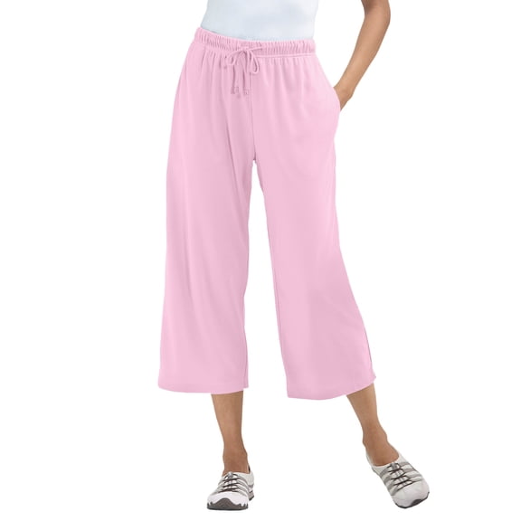 Woman Within Plus Size Petite Sport-Knit Pull-On Capri Pants