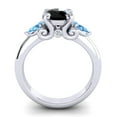 thumbnail image 4 of 2.50 Carat Round Cut Black Onyx & Blue Topaz Gemstone Beautiful Wedding Ring for Ladies 18K White Gold Size 4.5 by Diamond-Capitals, 4 of 8