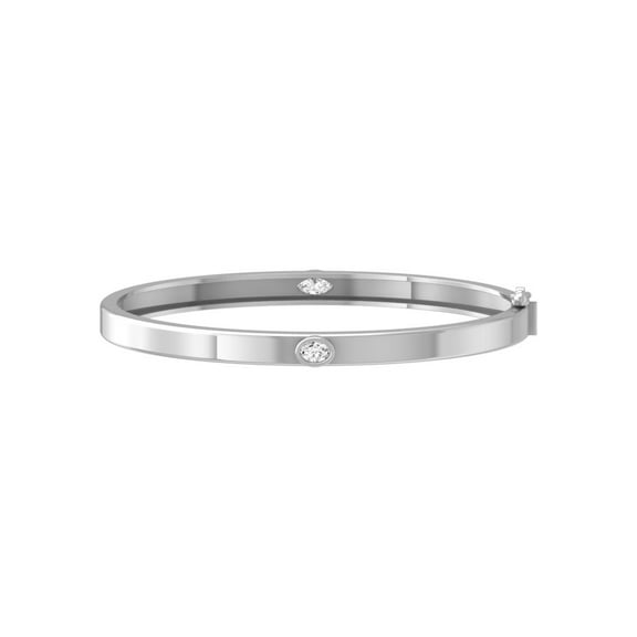 ARAIYA FINE JEWELRY Sterling Silver Marquise and Oval-shape Lab-Grown Diamond Bangle (1/5 cttw, D-F Color, VS1 Clarity) 7 Inch
