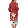 thumbnail image 2 of Yuyamidu Santa Robes for Women Plus Size XL Sexy Long Sleeves Bathrobe Sleepwear Music Note Kimono Dress Women's Robe Lightweight Long Nightgown Christmas Dressing Gown Robe, Red, 2 of 7