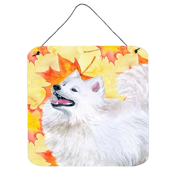 Samoyed Fall Wall or Door Hanging Prints Yellow