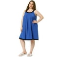 thumbnail image 3 of DARING DIVA Women's Plus Size Sleeveless Pleated Scoop Neck Nightgown 3X Royal Blue, 3 of 6