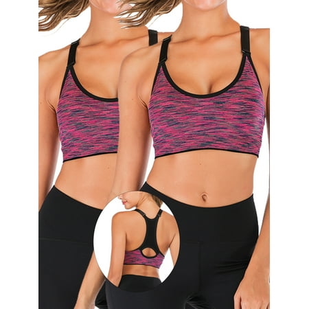 

YouLoveIt Women Sports Bras 2 pack Racerback Sports Bra Middle Impact Active Gym Yoga Workout Sports Bras Wireless Seamless Sports Bra