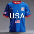 thumbnail image 2 of Curuila 250 Anniversary Usa Shirt For Men Print Short Sleeve Crew Neck Comfort Patriotic Tee Blue Size L, 2 of 3