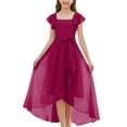 thumbnail image 2 of EnJoCho Girls Chiffon Junior Bridesmaid Dress Square Neck Flutter Sleeves High Low Formal Party Flower Girl Wedding Holiday Dance Pageant Evening Gown, 2 of 3