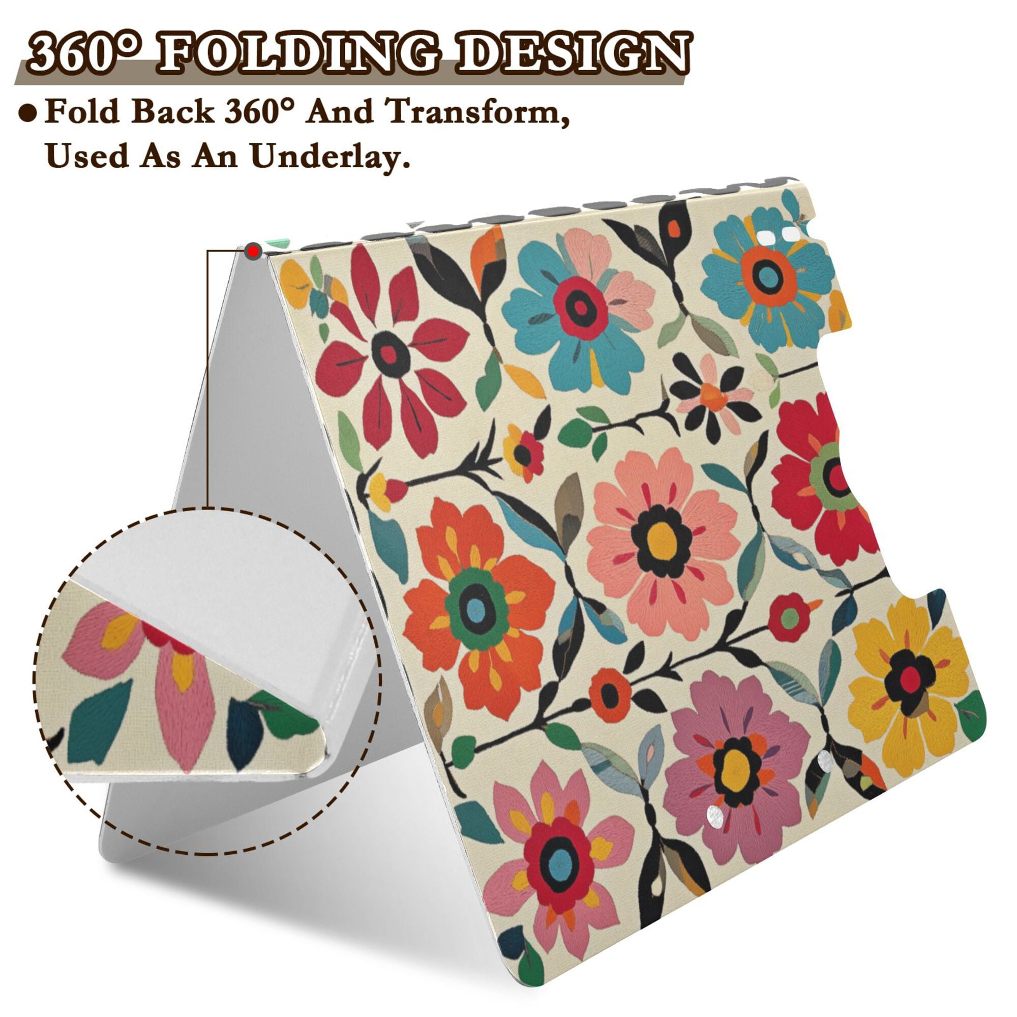 FORMRS A4 Clipboard Folder with Pen Holder Horizontal Foldable School Office Binder, Colorful Flowers