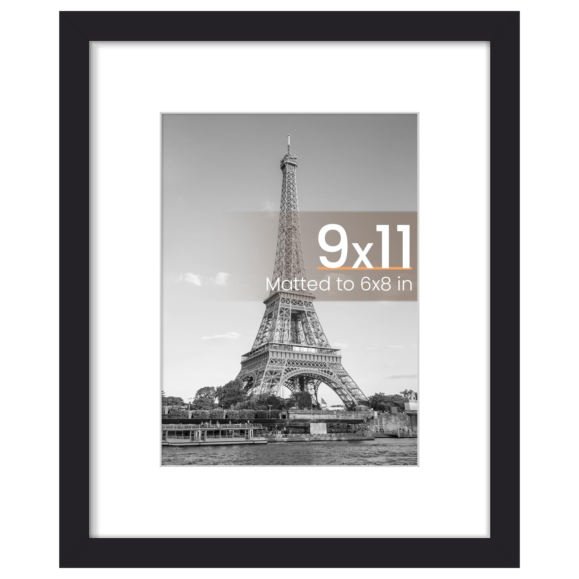 9x11 Picture Frame, Wall Decor Photo Frames, 1 Pack | 9 x 11 Frame, 6x8 Frame with Mat for Gallery Wall, Family, Baby, Dog, Dorm, Christmas