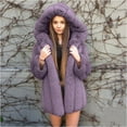 thumbnail image 2 of Lindreshi Winter Coats for Women 2023 Trendy Womens Ladies Warm Artificial Plush Coat Jacket Winter Jacket Hood Outerwear, 2 of 5