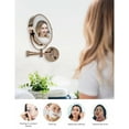 thumbnail image 6 of Ovente 8.5'' Hardwired Lighted Wall Mount Makeup Mirror, 1X & 7X Magnifier w/ Dimmer Switch, Spinning Double Sided Round White LED, Extend & Fold, Retractable Arm, Antique Brass MPWD3185AB1X7X, 6 of 8