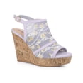 thumbnail image 1 of BLISSFUL STEP Women's Shoes Open Toe Platform Heel Laces Wedge Sandals Purple Yellow 7, 1 of 7