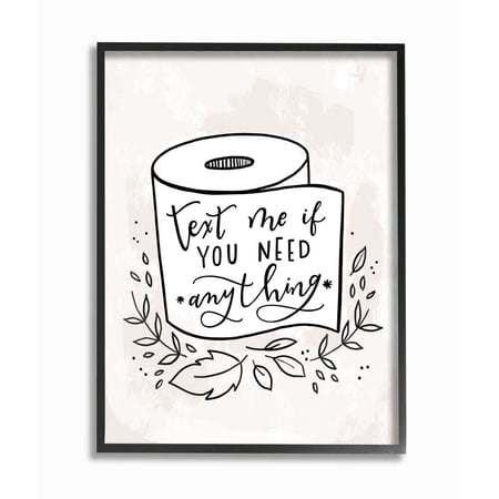 Stupell Industries Bathroom Humor Text Me if You Need Toilet Paper Designed by Loni Harris