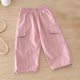 thumbnail image 3 of Niños Sweatpants Niñas Color Sólido Elástico de la Cintura Lateral Bolsillo Pantalones Delgados, Pantalones de Niños Niñas Deportes Largas, 3 of 5