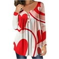 thumbnail image 1 of Qertyioot Cadeau de la Saint-Valentin! Blouse Décontractée Imprimée à Col Rond et Manches Longues pour Femmes, 1 of 5