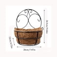 thumbnail image 3 of Cesta de flores de fibra montada en pared con estructura de hierro, negra, 24.5x20x12 cm, para plantas, flores artificiales, decoración de balcón, 3 of 9