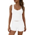 thumbnail image 2 of Mifsaly Yoga Sets for Women 2 Piece High Waisted Tummy Control Biker Shorts and Square Neck Athletic Tank Tops Seamless Gym Running Workout Matching Outfits White,XXXL, 2 of 8