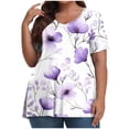 thumbnail image 1 of Pisexur Printemps Tops for Women 2025 Women Mode Été Imprimé Régulier Women Manches Courtes Col Rond Womens Tops Multicolore,5TG, 1 of 7