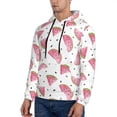 thumbnail image 3 of Kdxio Watermelon Print Mens Casual Hooded Collar Drawstring Hoodies Pullover Sweatshirts Casual Long Sleeve Shirts-Large, 3 of 7