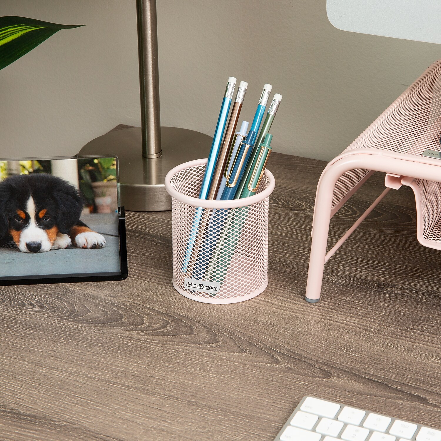 Mind Reader Metal Pen and Accessory Holder Desk Organizer Pink 3-Pieces (CLIPMESH3-PNK)