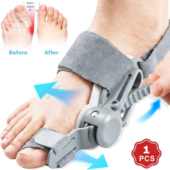 Bunion Corrector for Women & Men, Adjustable Big Toe Splint for Bunion Relief, Hallux Valgus Correction, Gray, 1 PCS