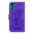 thumbnail image 3 of Flower Embossed Wallet Case for Motorola Moto G22, PU Leather Flip Folio Case with Cash Holder Card Slots Magnetic Clasp Kickstand Wrist Strap Phone Cover for Motorola Moto G22 6.5 Inch,Purple, 3 of 15