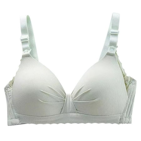 Virmaxy Womens Nursing Bras Stylish Gathering Pregnant Underwear During Pregnancy Front Button Feeding Thin Style Breastfeeding Bra Nursing Bras for Breastfeeding and Breast Pumping Mint Green 40
