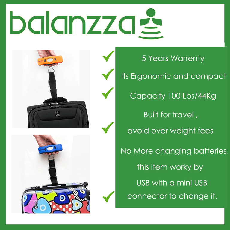 Balanzza Rechargeable Lugagge Scale, Portable Digital Handheld