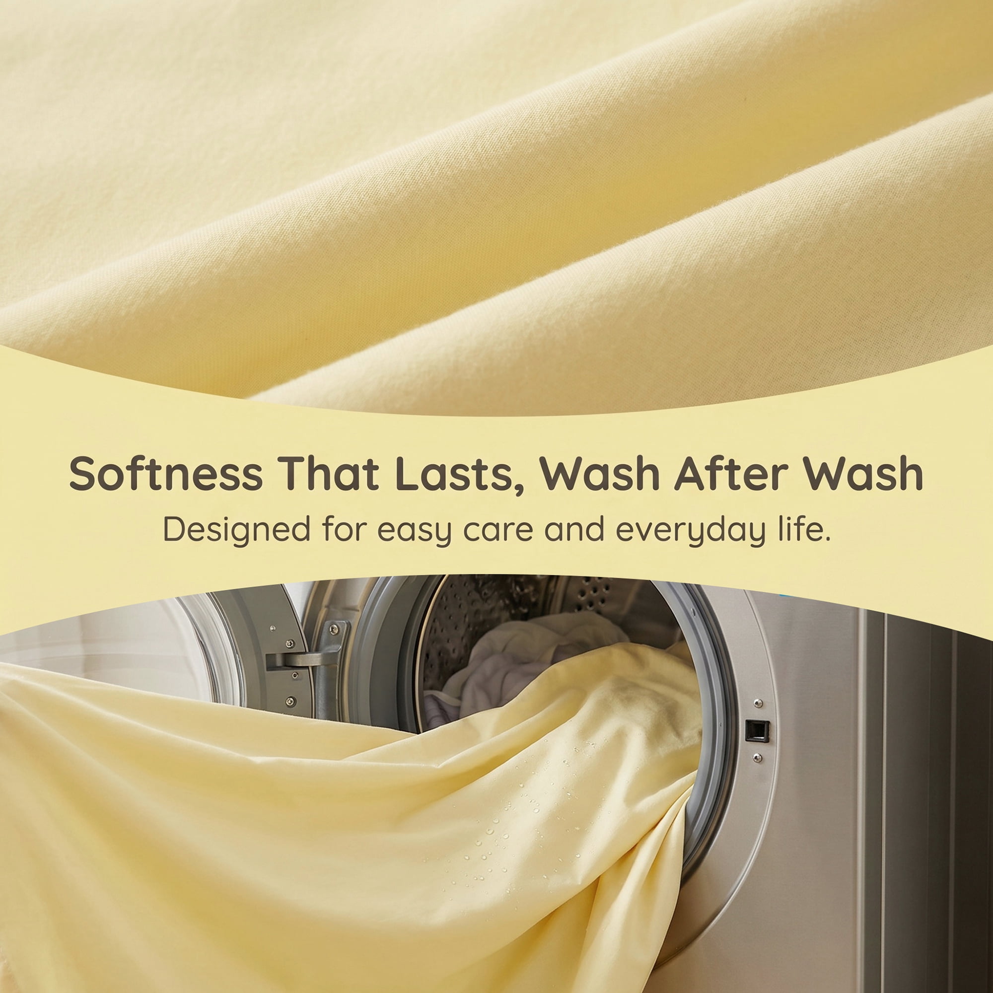 Unique Bargains Fitted Sheet Cotton Bed Sheets Cooling for Sleep 71"x78.7" Creamy Yellow