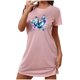 thumbnail image 2 of Camisón corto de mujer, vestido de largo medio con estampado de moda, camisón corto extragrande de mujer, camisón de manga corta con estampado de pecho a la moda, camisón de mujer, 2 of 5