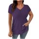 thumbnail image 1 of Camisetas de Verano de Manga Corta de las Mujeres Tira de Color Sólido Grande de Punto de Cuello Redondo, Poliéster Ligero para Uso Diario Y de Ocio Casual, 1 of 7