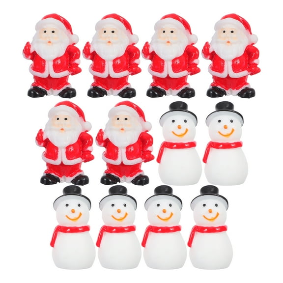 12-Piece Holiday Resin Figurine Set Featuring Santa Claus and Snowman Ornaments for Christmas Tabletop and Outdoor Decoration, 1.18-Inch