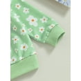 thumbnail image 5 of Kids Toddler Baby Girl Fall Clothes Flower Print Crew Neck Long Sleeve Sweatshirts Elastic Waist Long Pants 2Pcs Outfit Set, 5 of 7