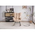 thumbnail image 6 of Soft Teddy Fabric Rocking Chair, Upholstered Glider Chair with High Backrest and Wooden Legs, Nap Armchair for Nursery Living Room Bedroom Balcony, Cream, 6 of 8