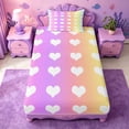 thumbnail image 3 of meiyoeat Rainbow Heart Print Twin Sheets,Cute Love Pattern Bedding For Girl,3-Piece,1 Fitted Sheet and 1 Pillowcase, 3 of 6