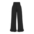 thumbnail image 7 of Wide Leg Linen Pants for Women High Waisted Ruffle Hem Palazzo Pants Boho Summer Casual Loose Flowy Pant Trousers Black L, 7 of 7