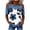 29-Navy, variant on Women's Cold Shoulder Denim Splicing Short Sleeve Animal Print Casual Top