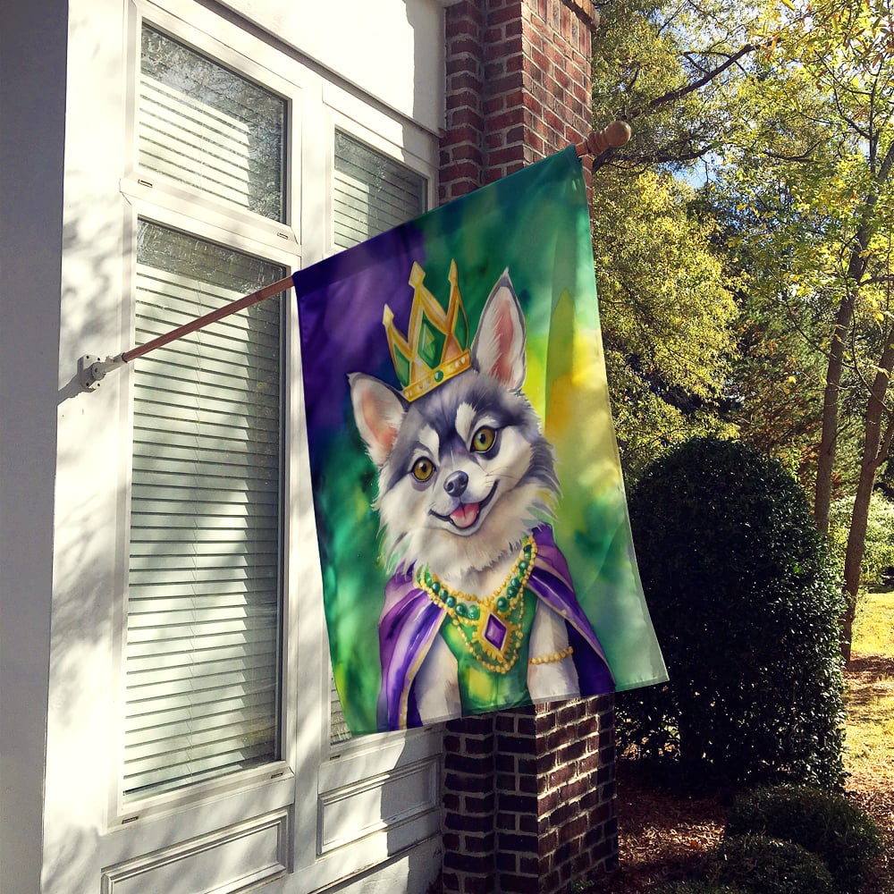 Alaskan Klee Kai King of Mardi Gras House Flag 28 in x 40 in