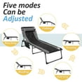 thumbnail image 3 of Devoko 1-Piece Patio Metal Lounge Chairs Folding Adjustable Chaise Chair with Side Bag, Gray, 3 of 7